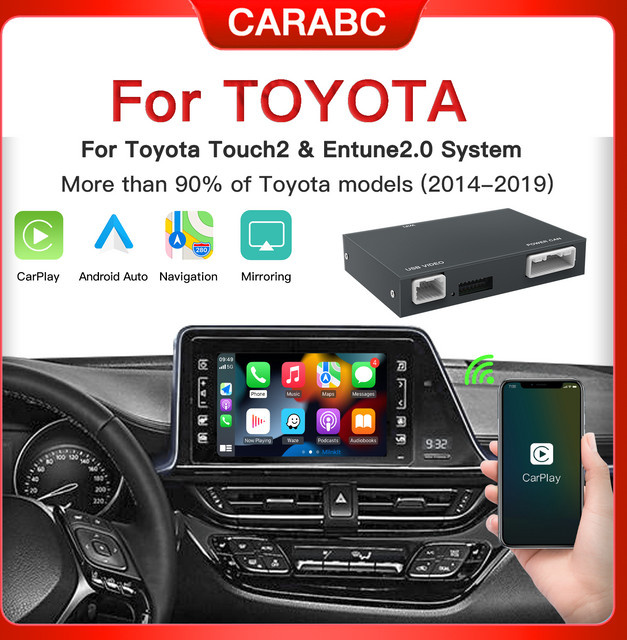CARABC Kabelloses CarPlay und Android Auto Modul für Toyota C-HR, Corolla, Camry, Auris, Prius, RAV4, Avensis und Highlander in Schwarz - Bild 1