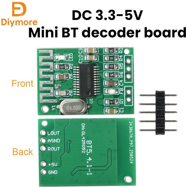diymore Mini Bluetooth 5.4 Decodierplatine Stereo Audio Empfängermodul mit Dual-Kanal-Ausgang 2.0, Grün - Bild 1