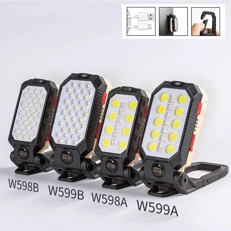 XIWANGFIRE LED COB Arbeitsleuchte, tragbare wiederaufladbare Taschenlampe mit Magnet und Leistungsanzeige, wasserdichte Campinglaterne in Schwarz - Bild 6