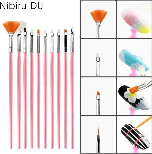 Nibiru DU Nagelkunst-Pinselset, 15-teilig, Rosa, Unisex - Bild 1