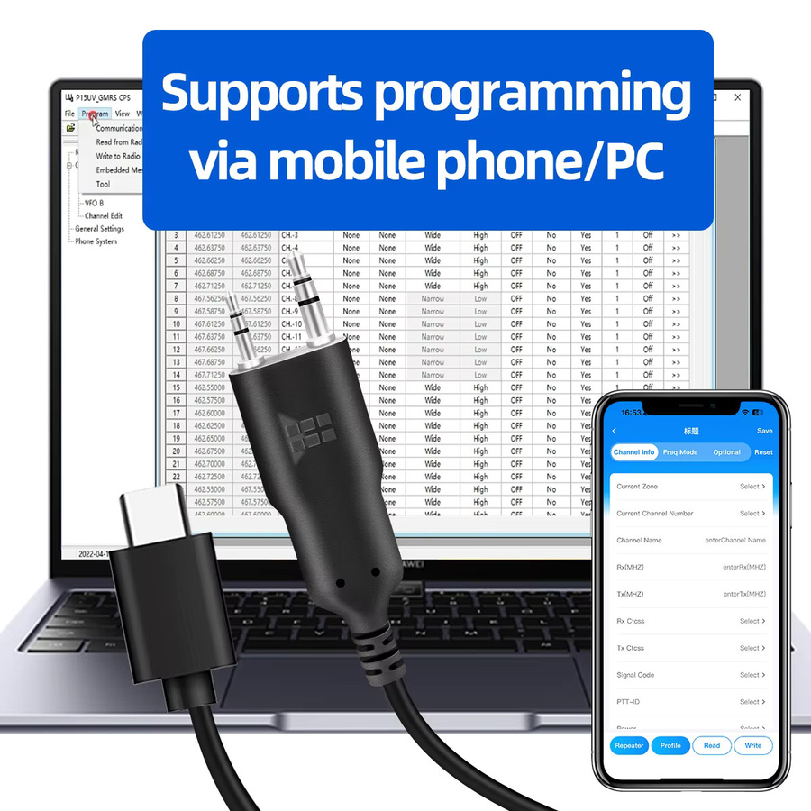 ABBREE Walkie Talkie Programmierkabel mit 2-poligem K-Stecker in Schwarz für UV-5R UV-21R UV-5R Mini UV32 Amateurfunk - Bild 6