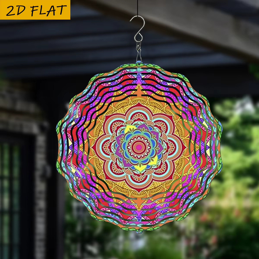 CIFBUY 2D Mandala-Spinner aus Metall, rotierende Gartenkunst in Multicolour, B/H: 25,4 x 25,4 cm - Bild 2