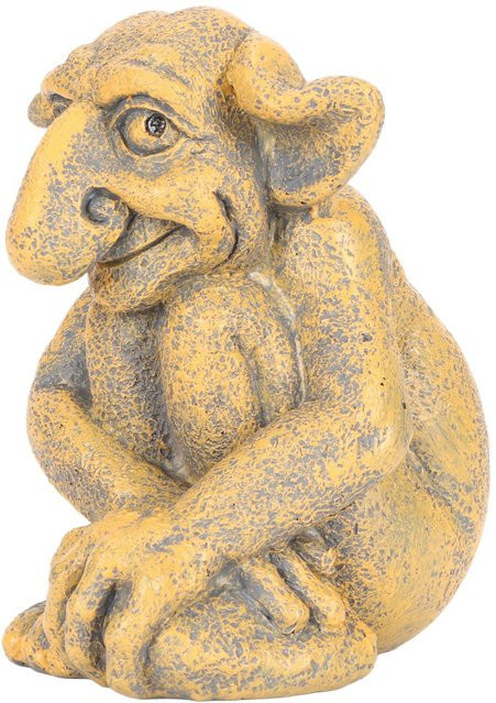 Gotische Skulptur Viel Glück handbemalte Statue in Bronze und Gelb für Garten und Terrasse - Bild 1