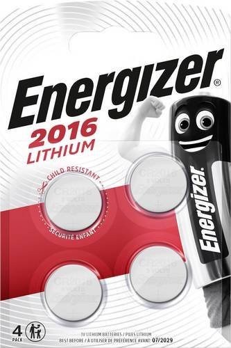 Energizer CR2016 Knopfzellen 3V Lithium 90 mAh 4er Pack Silber - Bild 1