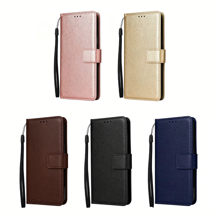 VOUVI Brieftaschenhülle aus PU-Leder für iPhone 11 bis iPhone 17 Pro Max mit Kartenclip und stoßfestem Schutz in Pink oder Braun - Bild 6