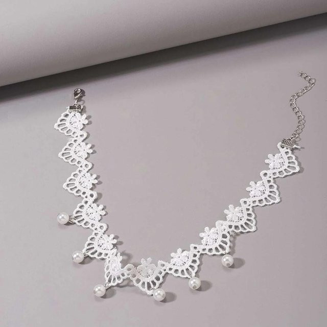 Choker Halskette, Perle, Zinklegierung, grau, Damen - Bild 1
