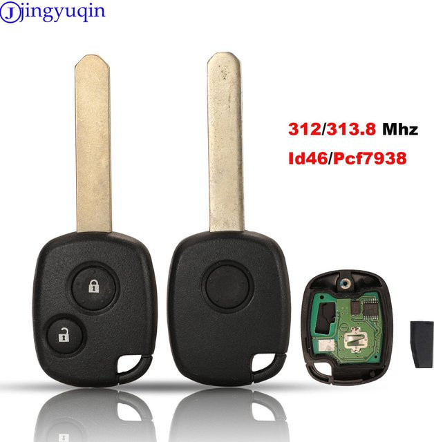 Jingyuqin Auto Fernbedienung Schlüsselgehäuse für Honda Odyssey mit 312/313,8 MHz ID46/PCF7938 Chip, 1/2 Tasten, Schwarz - Bild 1