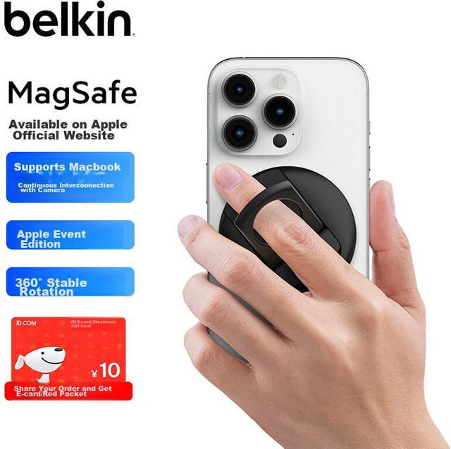 Belkin MagSafe Magnetischer Ständer MMA006 Schwarz für iPhone und MacBook zur Nutzung als Ringhalter für Video Live-Streaming und Kamera-Übertragung - Bild 1