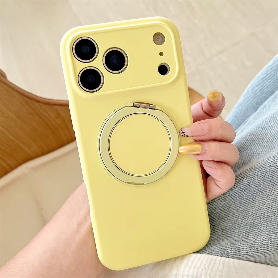 Magnetische Silikon-Schutzhülle für Apple iPhone 17 Air 16 15 14 Pro Max mit 360 Grad drehbarer Halterung und Ständer in Pink - Bild 2