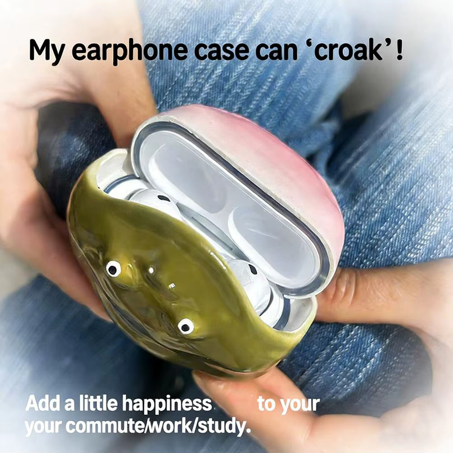Apple AirPods Pro Schutzhülle mit Frosch-Cartoon-Design in Grün - Bild 2