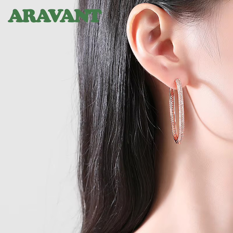 Aravant Creolen 925 Silber, Bicolor, Zirkonia, 40 mm, Damen - Bild 1