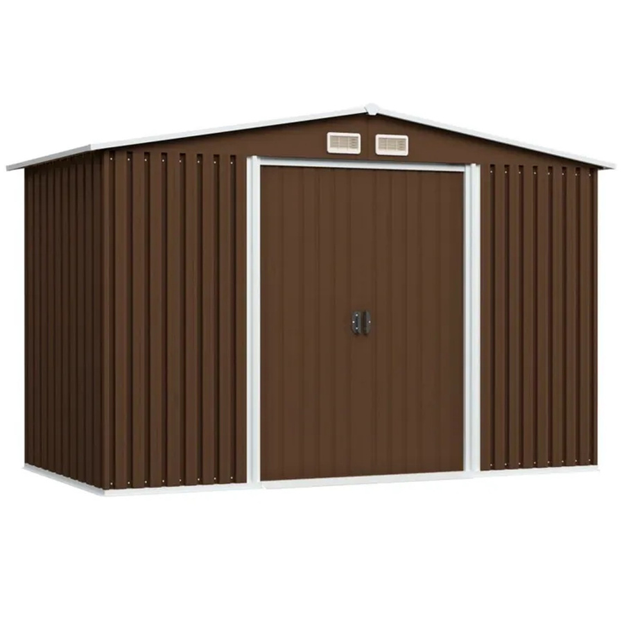 vidaXL Geräteschuppen aus verzinktem Stahl in Braun, B/T/H: 257 x 205 x 178 cm - Bild 2