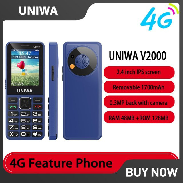 UNIWA V2000 4G-Tastenhandy mit 2,4-Zoll-Display, Dual-SIM und 1700-mAh-Akku - Bild 1