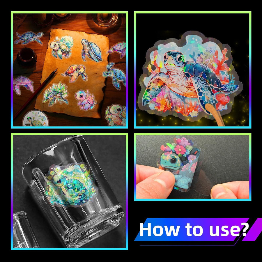 50 Transparente Laser Schildkröten Aufkleber Multicolour - Bild 3