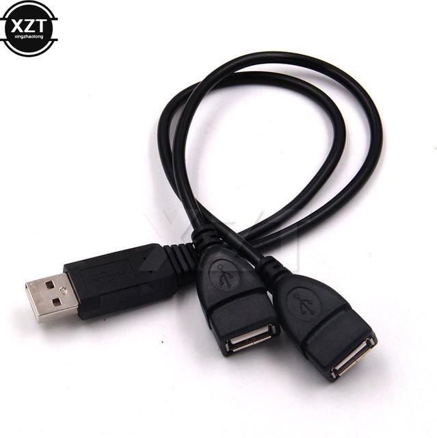 WYMECT USB Y-Splitter Kabel mit 1 Buchse auf 2 Dual USB Stecker für Datenübertragung und Laden, Schwarz - Bild 1