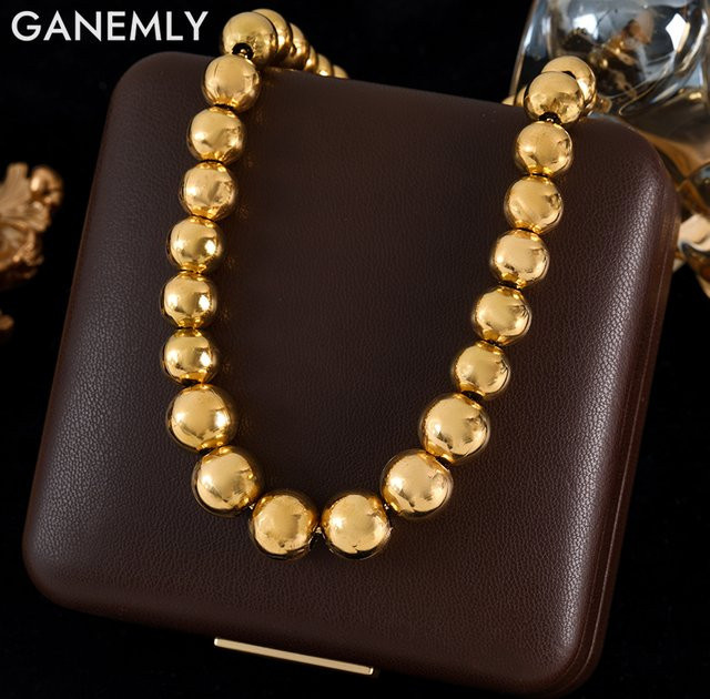 GANEMLY Halskette Edelstahl, Gold, Perle, Damen - Bild 1