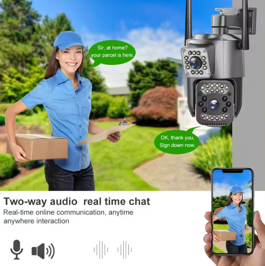 V380 Pro Dual-Objektiv WLAN IP-Kamera Outdoor Wasserdichte PTZ CCTV-Kamera mit Zwei-Wege-Audio und Auto-Tracking - Bild 2