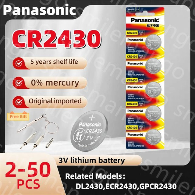 Panasonic CR2430 Lithiumbatterie 3 V Knopfbatterie 280 mAh in Silber - Bild 1