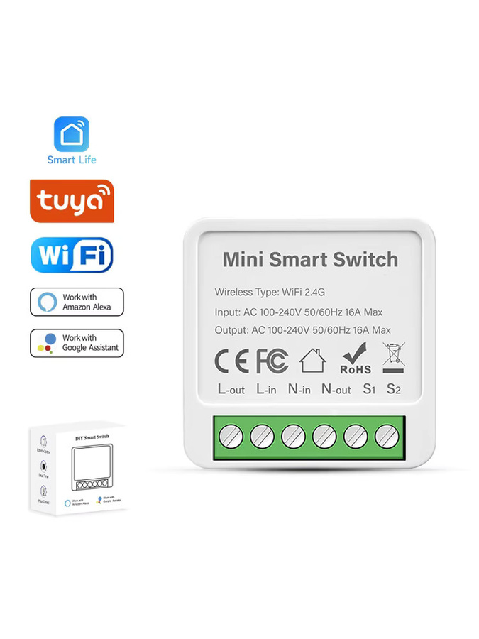 Tuya 16A WLAN Mini Smart Switch Lichtschalter Modul in Weiß mit 2-Wege-Steuerung, kompatibel mit Smart Life, Amazon Alexa und Google Assistant - Bild 3