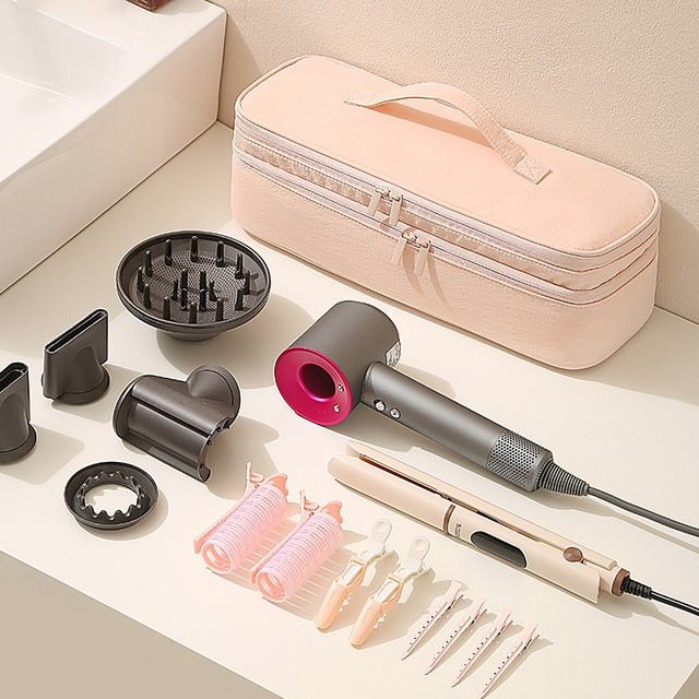 Tragbare Haartrockner-Aufbewahrungstasche für Dyson in Pink mit Multi-Taschen-Organizer und Staubschutz - Bild 1