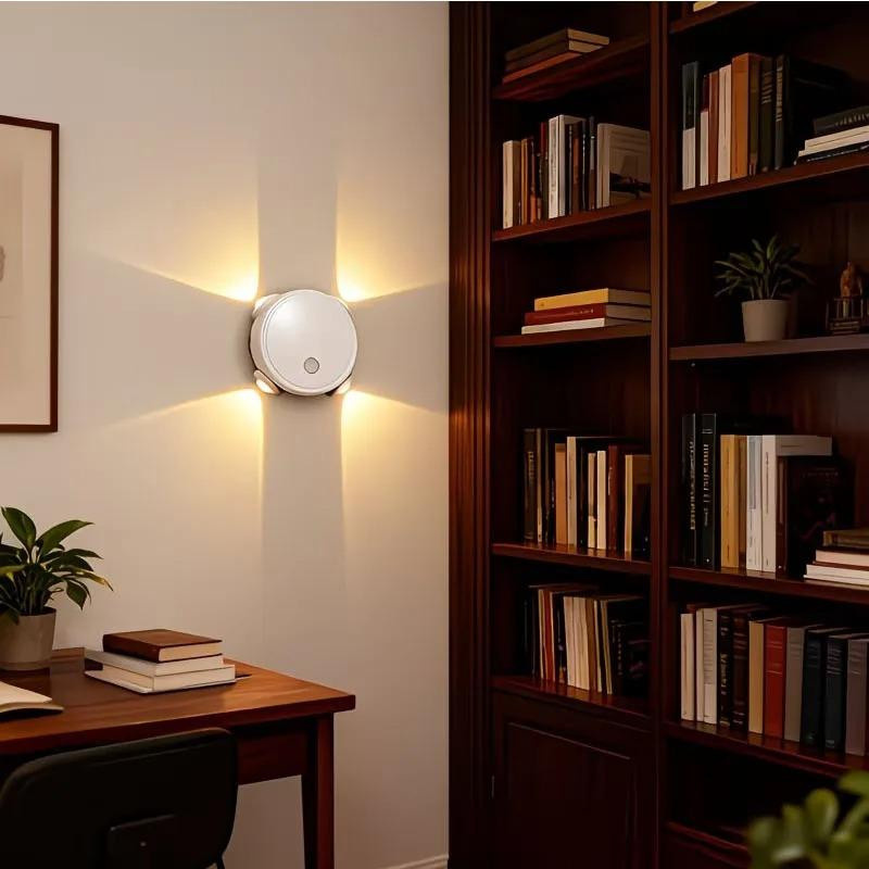 YJMP Super Lighting Intelligente RGB-Farbverlauf-Nachtlampe mit 4 Köpfen, Magnetischer Bewegungssensor, Wiederaufladbare LED-Wandleuchte in Schwarz für Schlafzimmer, Schrank, Garderobe und Treppen - Bild 9