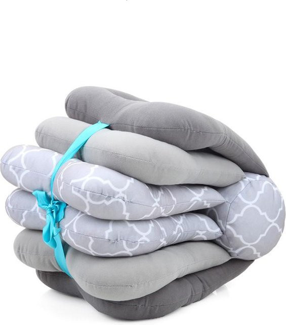 Multifunktionales Stillkissen für Babys aus Baumwolle und Polyester, grau, waschbar und verstellbar - Bild 1