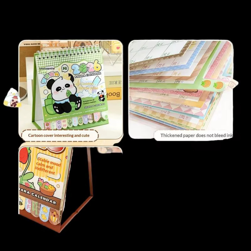 Tragbarer Schreibtischkalender 2026 mit Spiralbindung im Capybara oder Panda Design, Monatlicher Mini-Tischplaner für Büro und Schule, Mehrfarbig - Bild 1