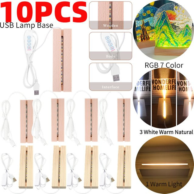 APWIKOGER LED-Licht Display Basis aus Holz, Rechteckige Nachtlampe Halterung mit warmweißem Licht - Bild 1