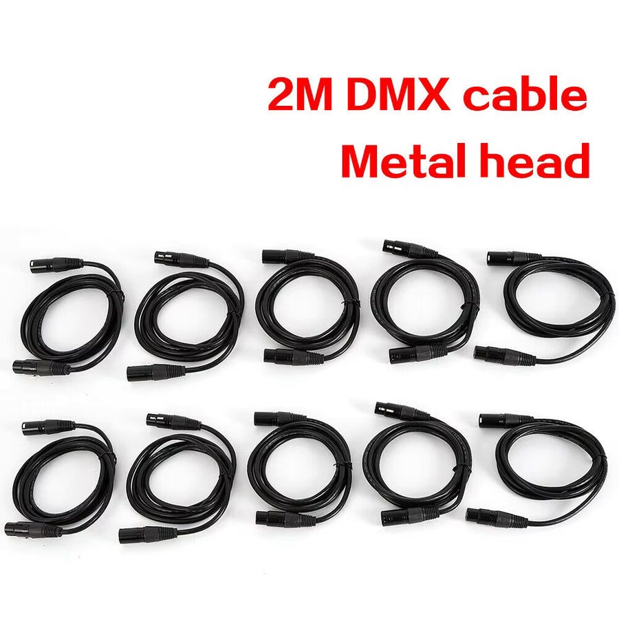 10er Set DMX-Kabel 3-polig in Schwarz, 2m Audio-Steuerkabel für Bühnenbeleuchtung, Moving Heads und DJ-Equipment - Bild 6