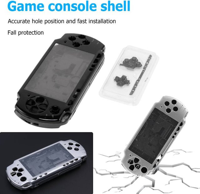 LAIMANEI Gehäuseabdeckung mit Tastensatz für PSP2000 in Schwarz und Transparent im Retro-Design - Bild 1