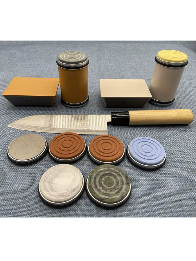 RSCHEF 4-Winkel-Rollmesserschärfer-Set mit Industrie-Diamanten für Rollenmesser und Santoku-Messer in Multicolor mit Holzbasis - Bild 2