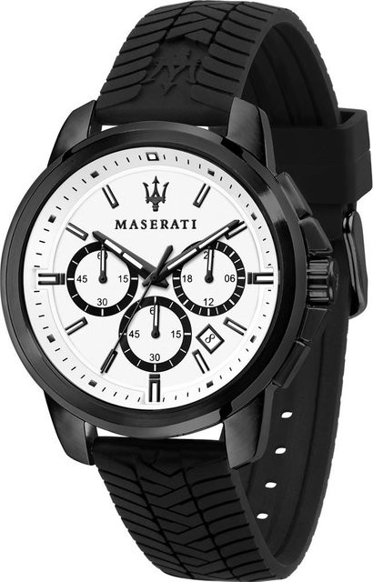 Maserati Chronograph, Quarz, Edelstahl, Silikon, Weiß, Schwarz, Herren - Bild 1