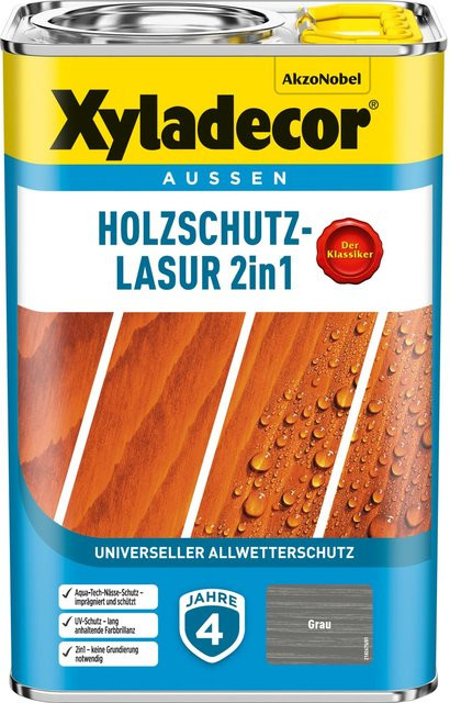 Xyladecor Holzschutz-Lasur 2in1 Grau matt lösemittelbasiert - Bild 1