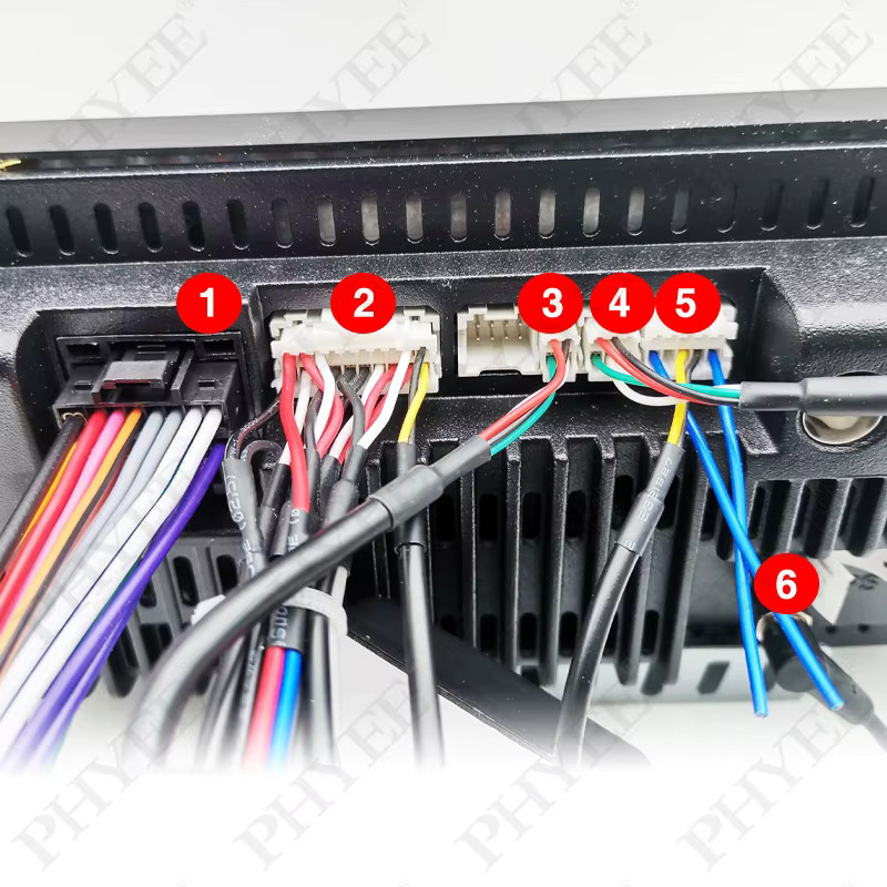 PHYEE Kabelbaum-Set für 16-polige Android-Autoradios mit USB-Adapter, GPS-Antenne, WLAN-Kabel sowie Video-Audio-Aux-RCA und Mikrofon-Lüfter-Anschluss in Multicolour - Bild 2