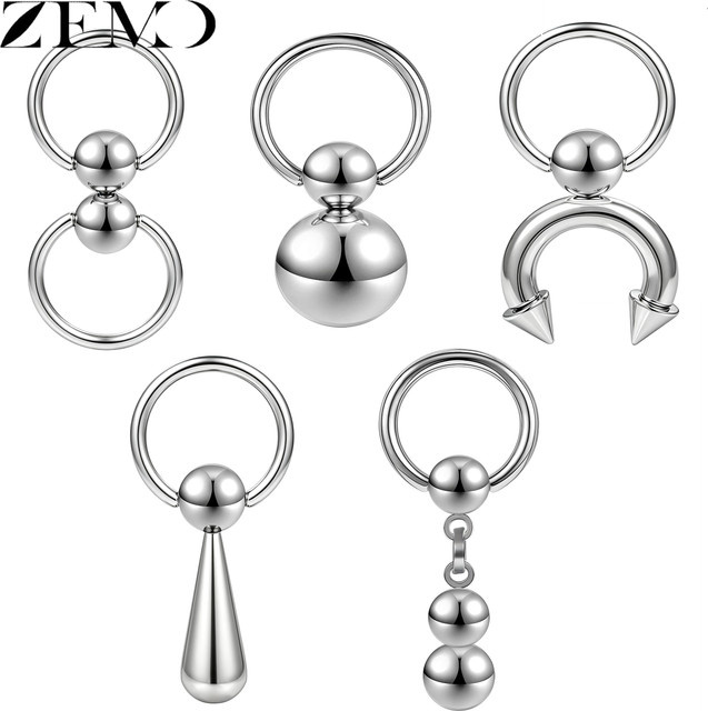 ZEMO Nippelring Edelstahl, Silber, Unisex - Bild 1