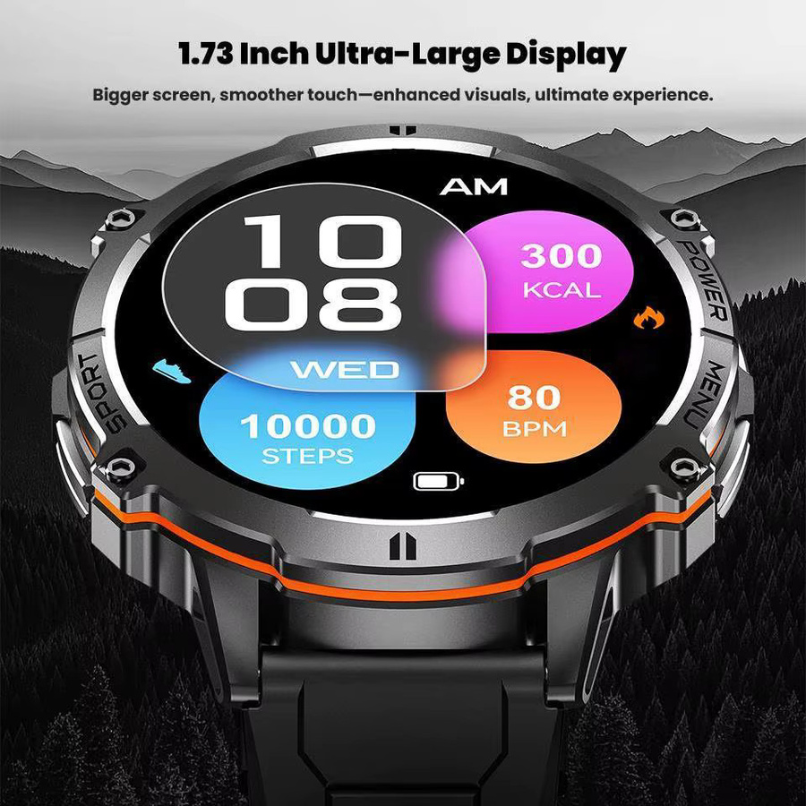 LEADOYS Smartwatch, Edelstahl, Silikon, Schwarz - Bild 5