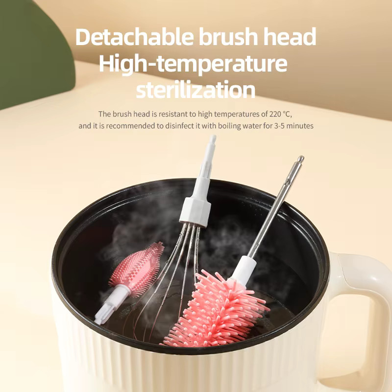Elektrisches Babyflaschenbürsten-Set mit 360 Grad Rotation, Silikon-Saugerreiniger in Weiß, BPA-frei mit Schneebesen-Funktion - Bild 3