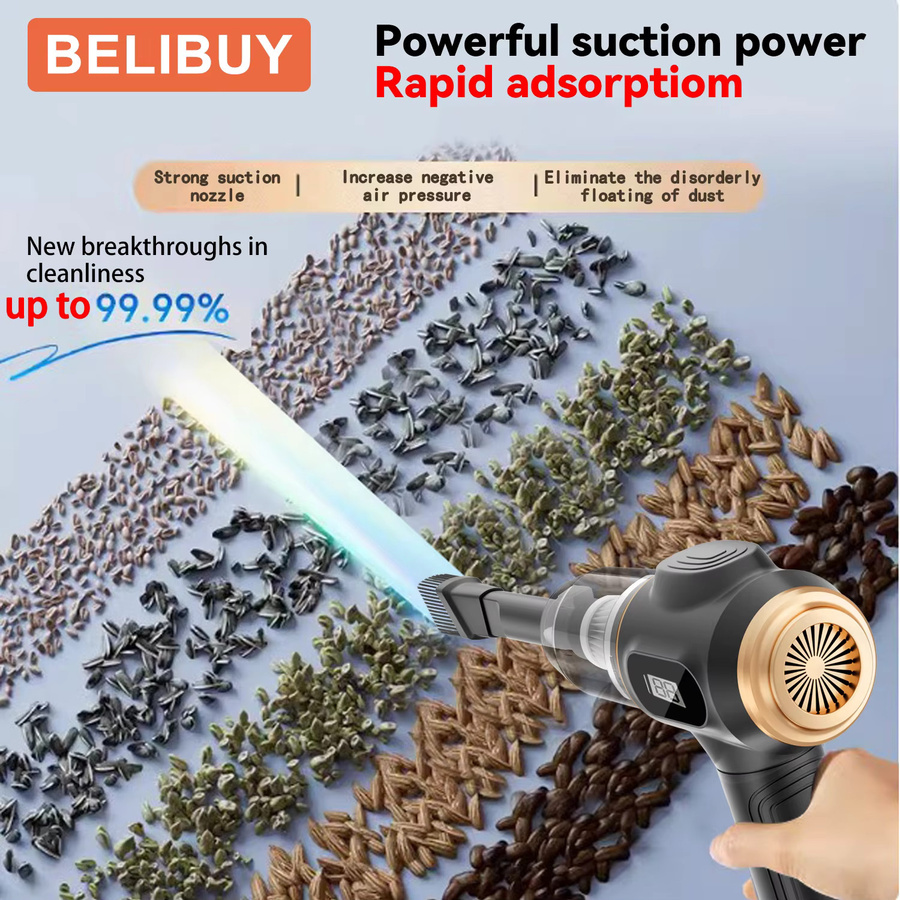 BELIBUY Kabelloser Handstaubsauger mit 15000PA Saugkraft, tragbarer Akku-Staubsauger für Haushalt und Auto, Schwarz - Bild 5