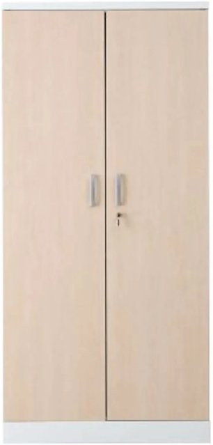 PROREGAL Aktenschrank Beetle mit 4 Fachböden und Schloss, Weiß & Ahorn, H: 195 cm, B: 92 cm, T: 42 cm - Bild 1