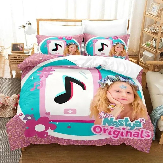 Like Nastya Bettwäsche Kollektion mit 3D-Druck für Kinder, Set aus Bettbezug und Kissenbezug, Mehrfarbig, B/H: 135 x 200 cm - Bild 1