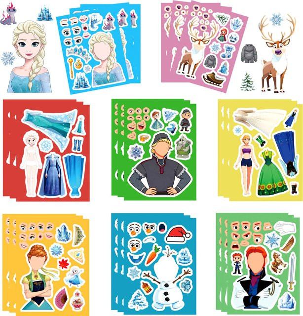 Disney Frozen Make a Face Puzzle Aufkleber, Kinderspielzeug - Bild 1