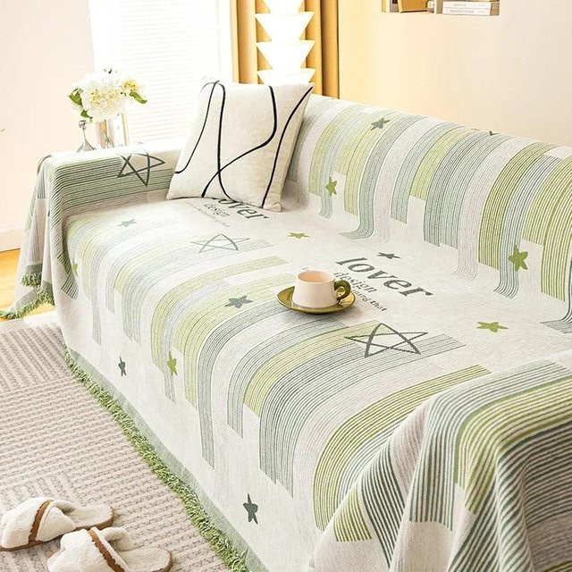 Your Warm Home Nordische Quaste Sofadecke in Grün, Jacquard-Überwurf aus Baumwolle und Polyester, B/B: 180 x 230 cm - Bild 1