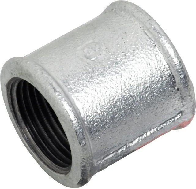 LUX-TOOLS Muffe mit beidseitigem Innengewinde 30,3 mm (1 Zoll), verzinkt, Silber - Bild 1