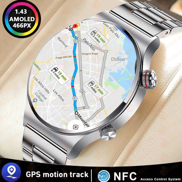 ChiBear Smartwatch, GPS, Bluetooth, NFC, Schwarz, Herren, 44 mm - Bild 1