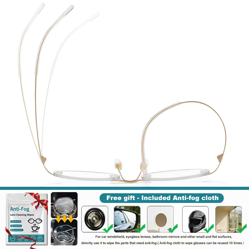 CLLOIO Korrektionsbrille, randlos, oval, Titan, Damen, Blaulichtfilter - Bild 2