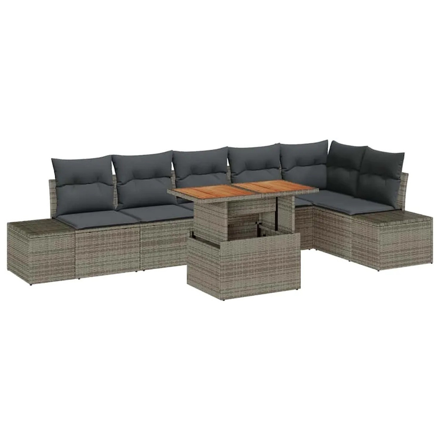 vidaXL Garten-Sofa-Set aus Poly Rattan in Grau mit 7-teiliger L-Form und integriertem Stauraum - Bild 2