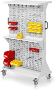 Kappes RasterMobil Rollbarer Werkstattwagen Größe 4 in RAL 7035 Grau mit 2 Lochplatten und 6 Schlitzplatten, abschließbar, H: 162,0 cm, B: 100,0 cm, T: 50,0 cm - Bild 1
