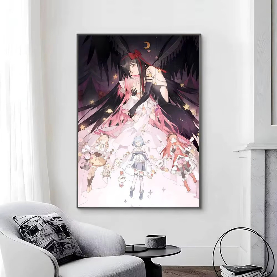 Selbstklebender Manga-Papierposter Puella Magi Madoka Magica in Pink und Multicolour, Wandkunst für dein Zuhause, B/H: 15 x 15 cm - Bild 6