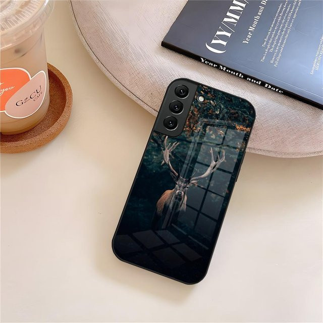 Handyhülle mit Glas für Samsung Galaxy S26 S25 S24 S23 S22 S21 S20 Ultra Plus A16 A24 A55 A53 in Hirschjagd Camo Multicolor - Bild 1
