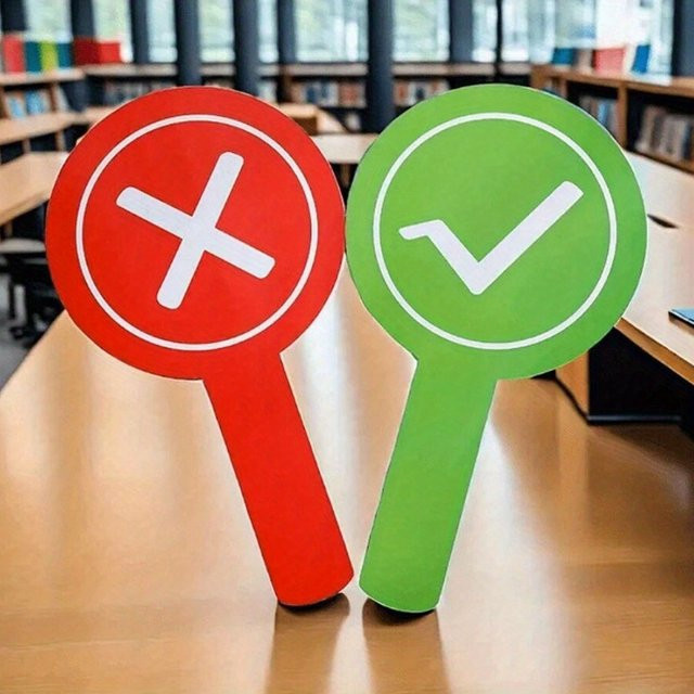 2 Stück Handpaddel mit Klassenzimmerreaktion aus PVC, doppelseitige Antwortanzeige in Mehrfarben, pädagogisches Lehrmittel - Bild 1